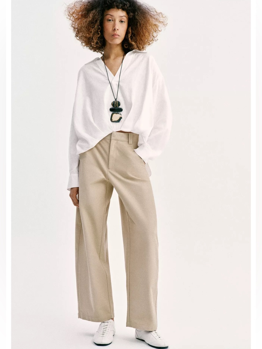 Zara Barrel Pants Ecru White Low Rise Mid Rise Trousers Women’s Sz XS NEW NWT - Picture 2 of 15